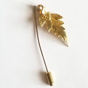 Vintage leaf stick pin stickpin real gold dipped